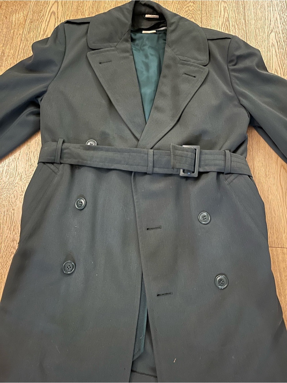 Vintage 1967 US Army Wool Trench Coat 34S Vietnam Era Overcoat AG-44 W Liner